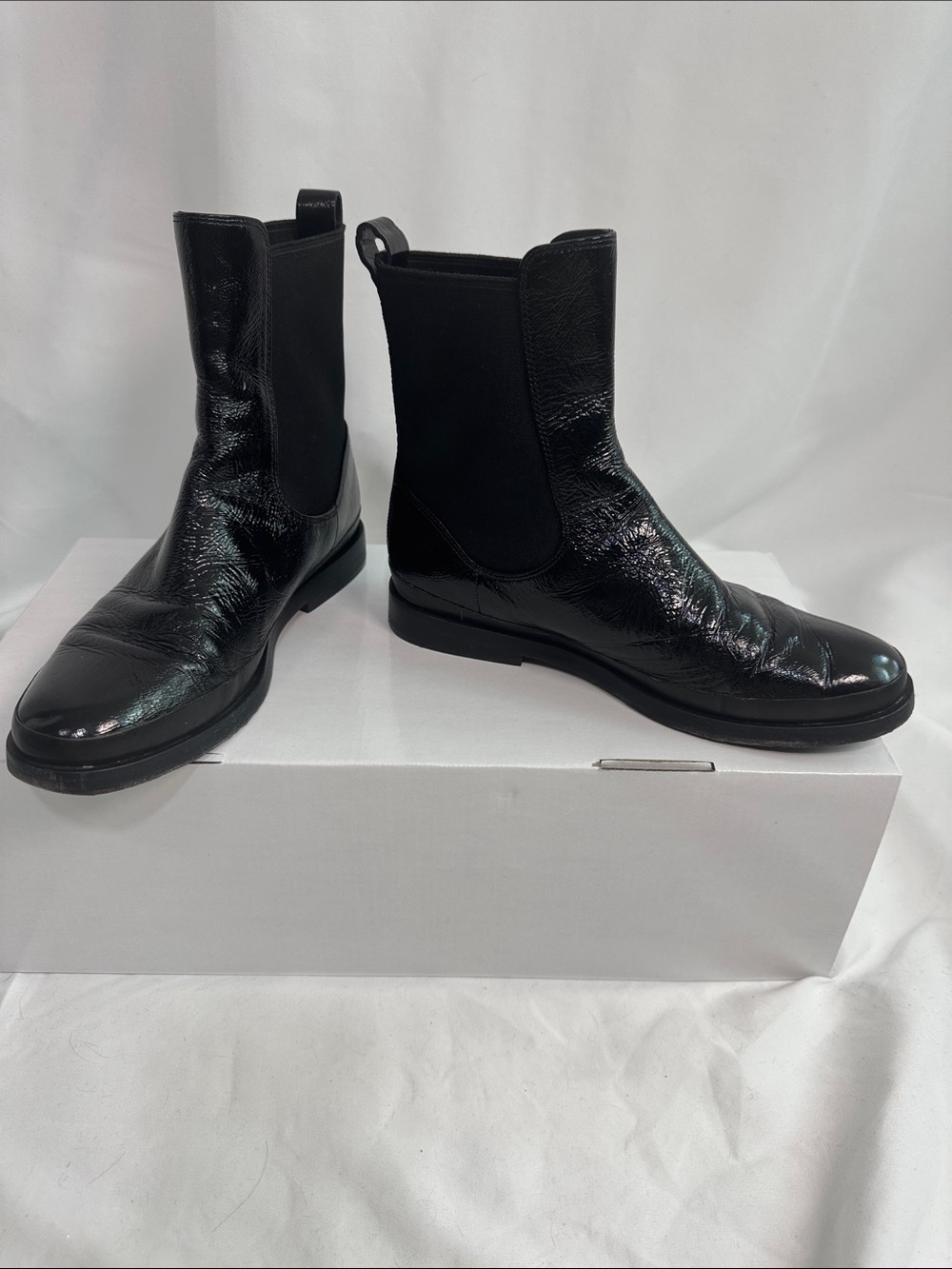Vince Cecyl Black Patent Leather Chelsea Booties - Size 7.5
